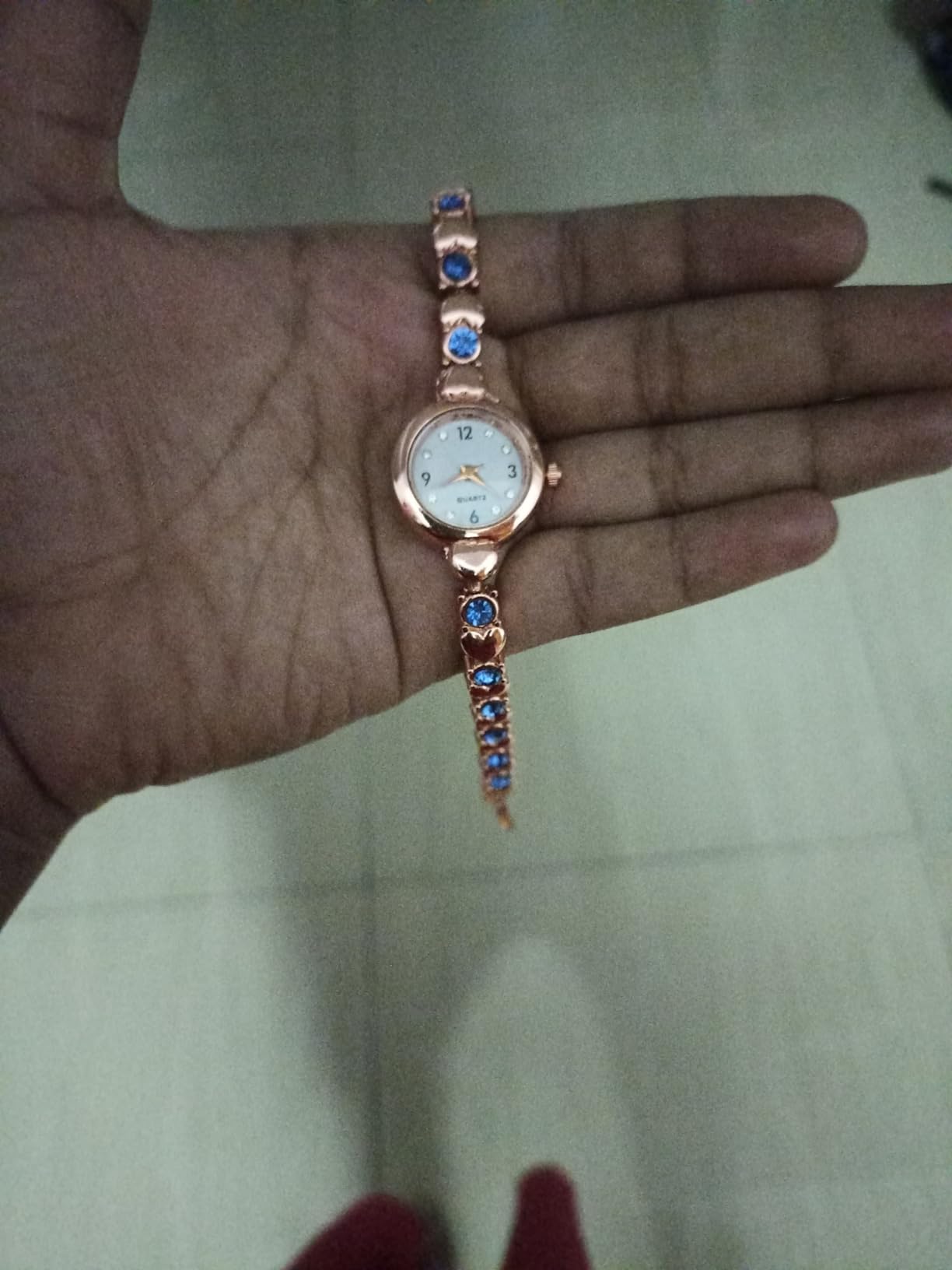 Heart Shape Bangle Analog Watch with Rose Gold Bracelet